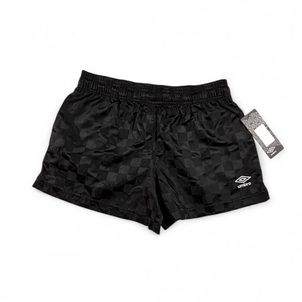Umbro Soccer Shorts Youth L Black Checkered Athletic NWT Football